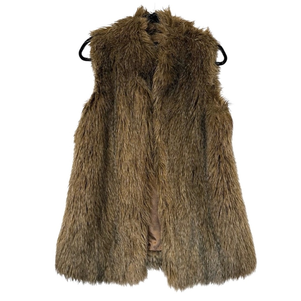 Rachel Zoe Faux Fur Sleeveless Vest Brown Womens Small Lined - Picture 8 of 8